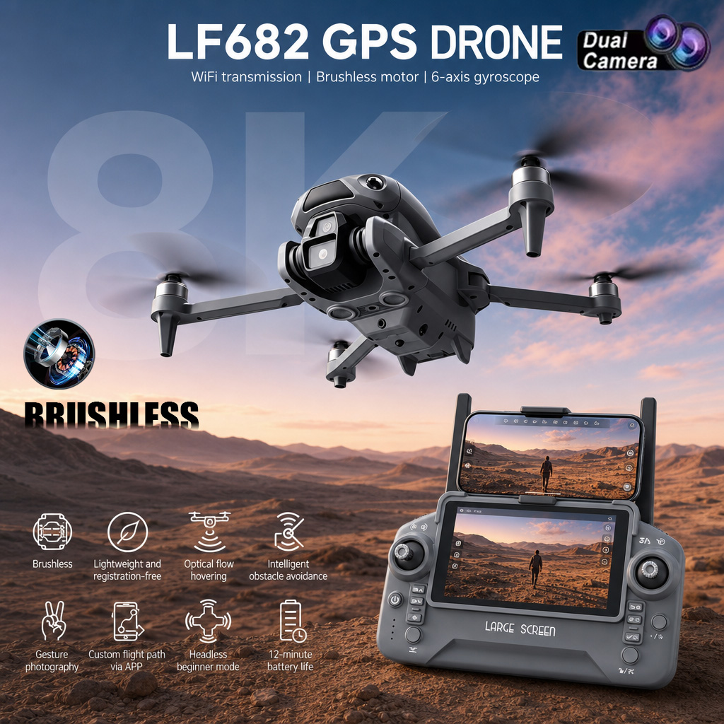 새로운 LF682 드론 8K 듀얼 카메라 FPV 전문가 - Drone Rc Foldable 리뷰 및 가격